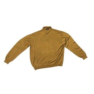 Vtg Valda by Toscano Long Sleeve Gold Cotton Blend Polo Sweater Men’s XL